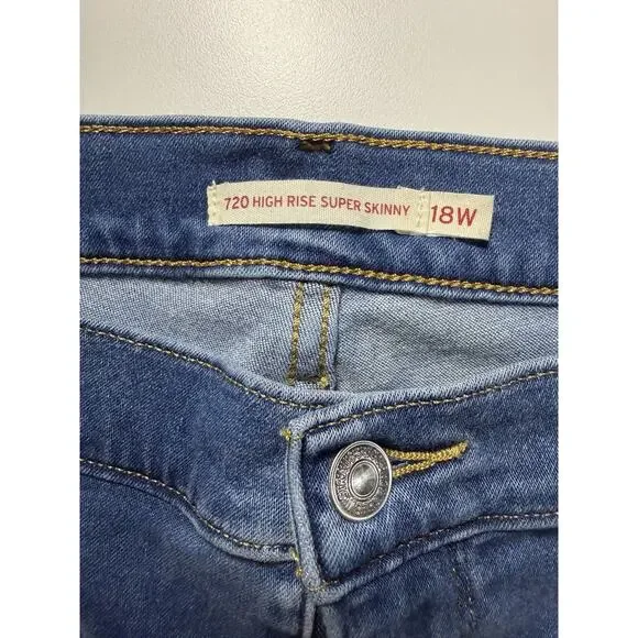 Levi’s 18W Womens Plus Mid Rise Straight Leg Jeans Stretch Blue Denim Pants - Picture 5 of 9